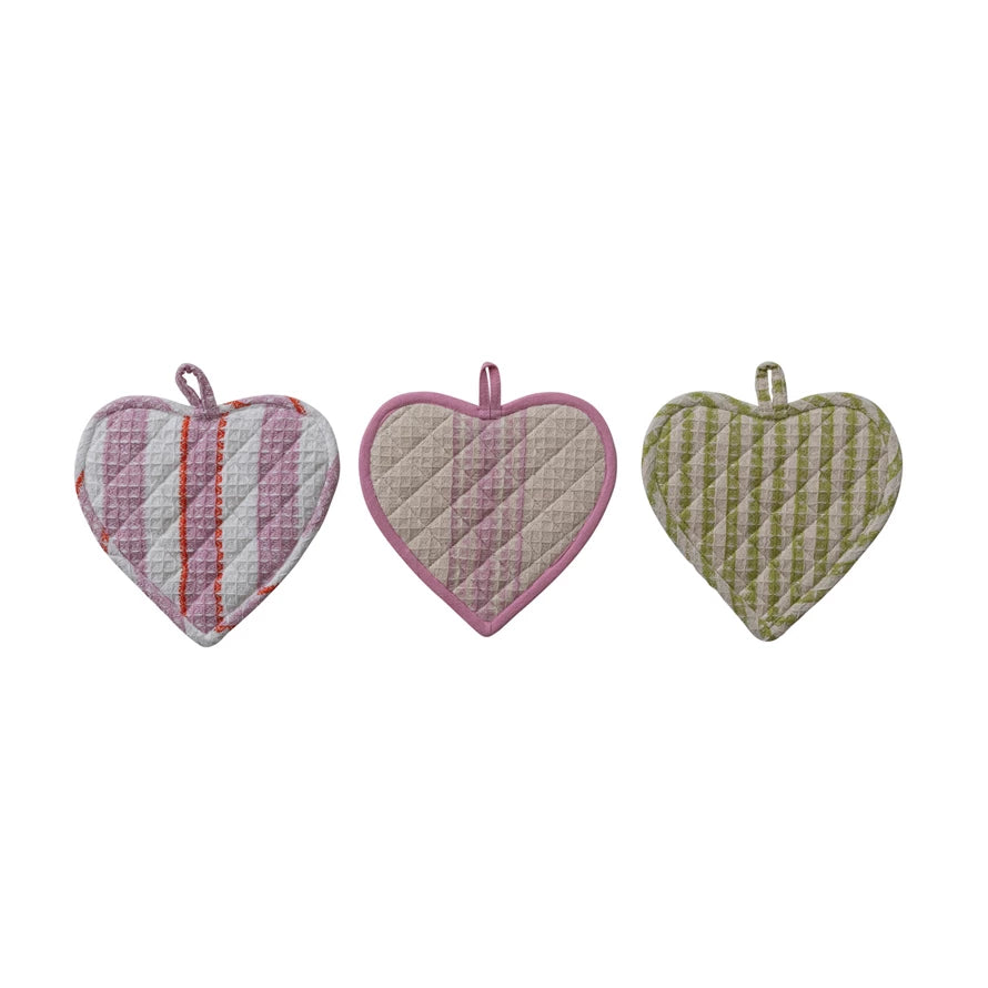 Waffle Weave Heart Pot Holder