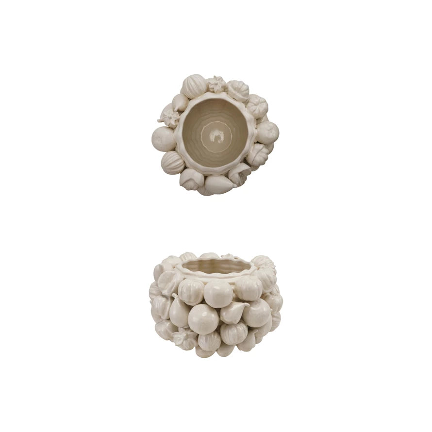 White Planter w/ 3D Fruit