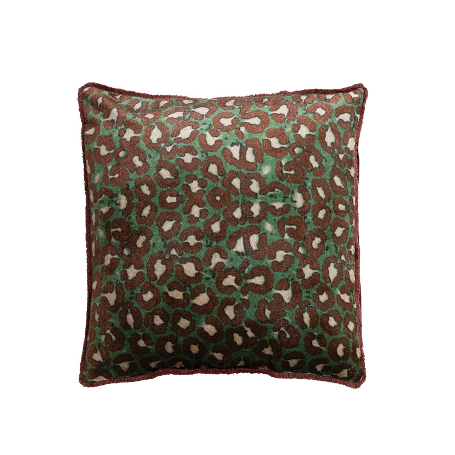 Leopard Pillow, 20" Grn&Brown