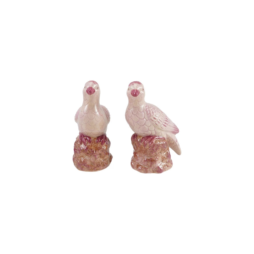 Pink Painted Stoneware Bird