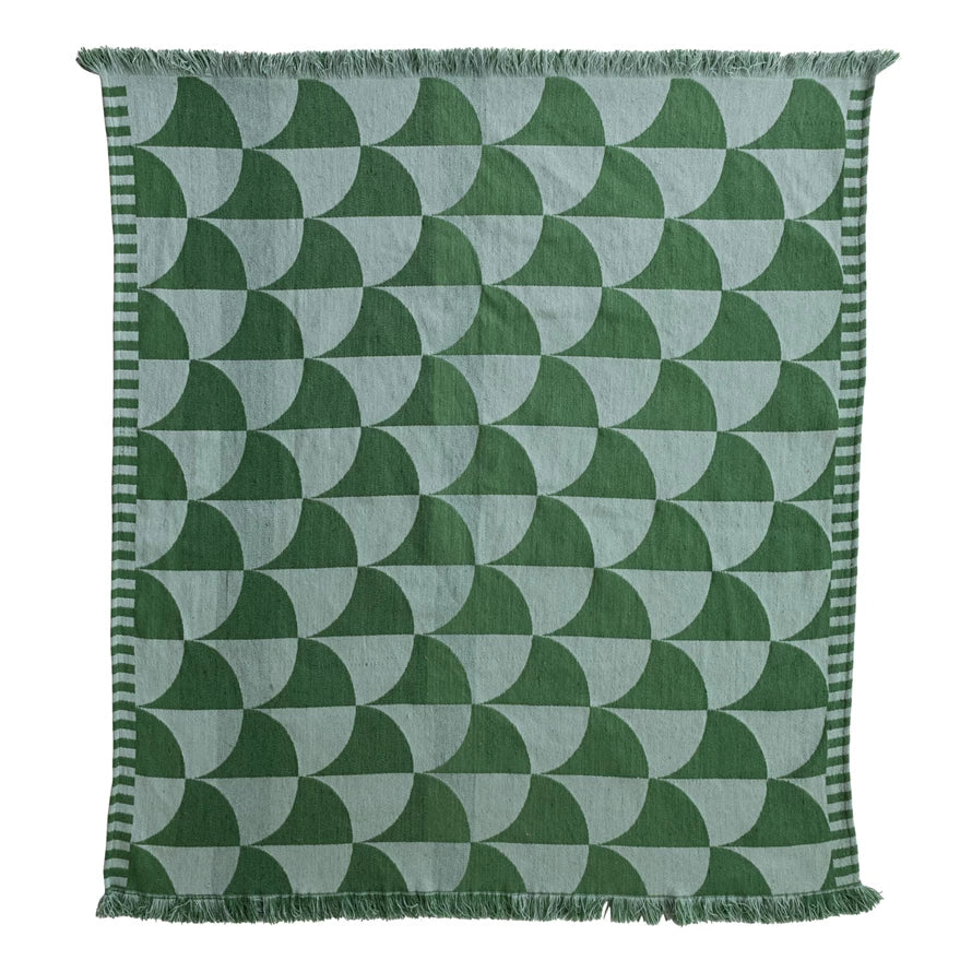 Dk Green/Lt Green Throw/Fringe