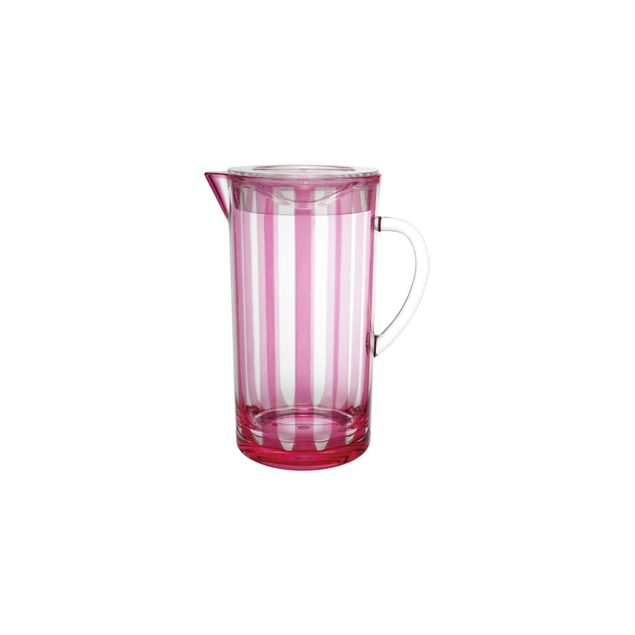 2.5Qt Pitcher, Fuchsia/Striped