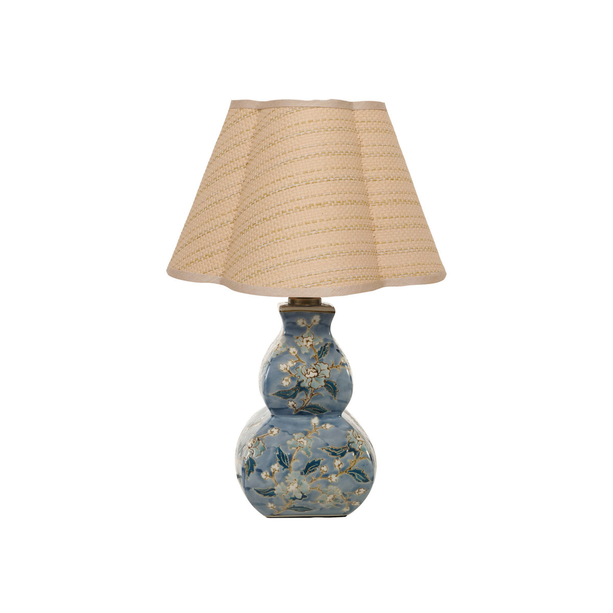 Painted Lamp, Blue/Raffia