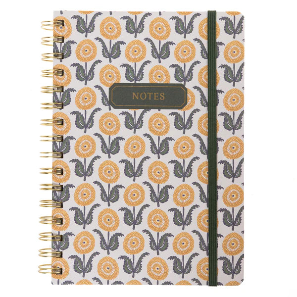 Yellow Flower Spiral Journal