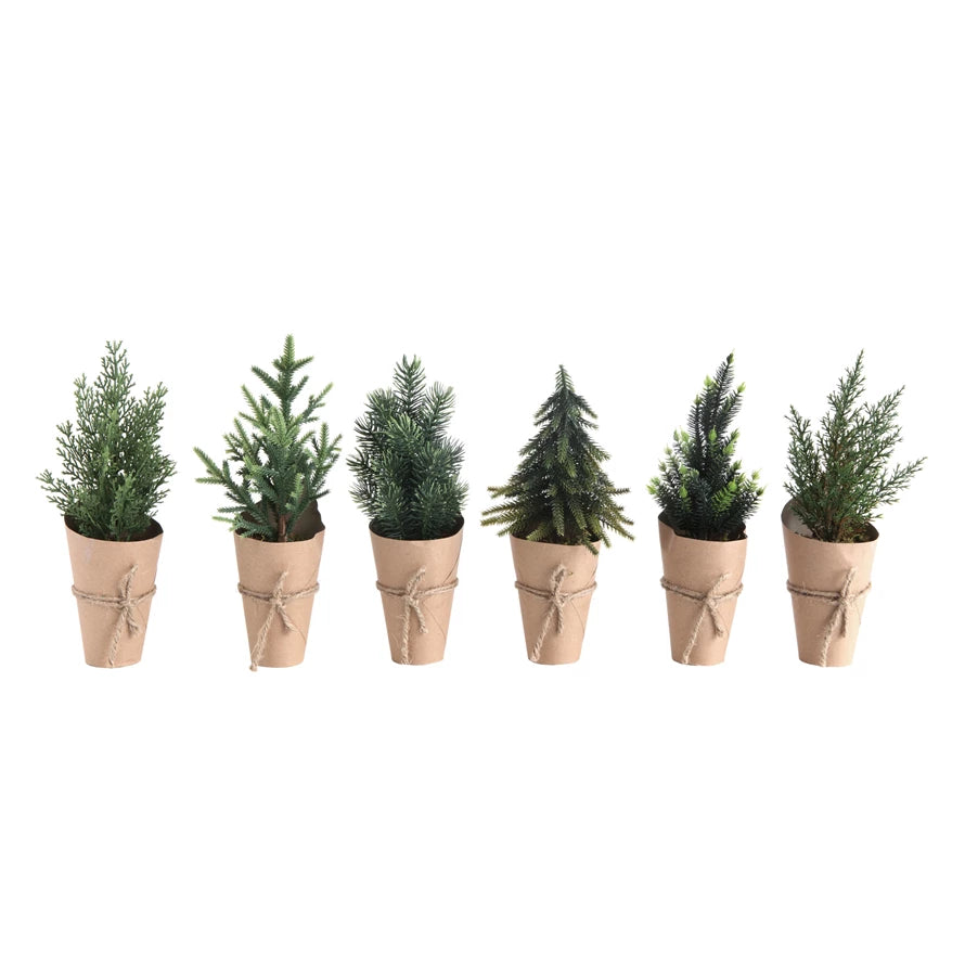 10.25" Faux Tree w/ Paper Pot