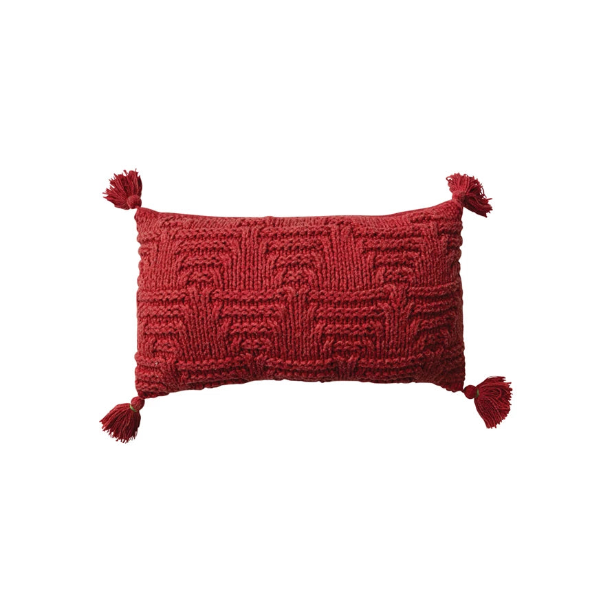 20x12 Red Knit Lumbar Pillow