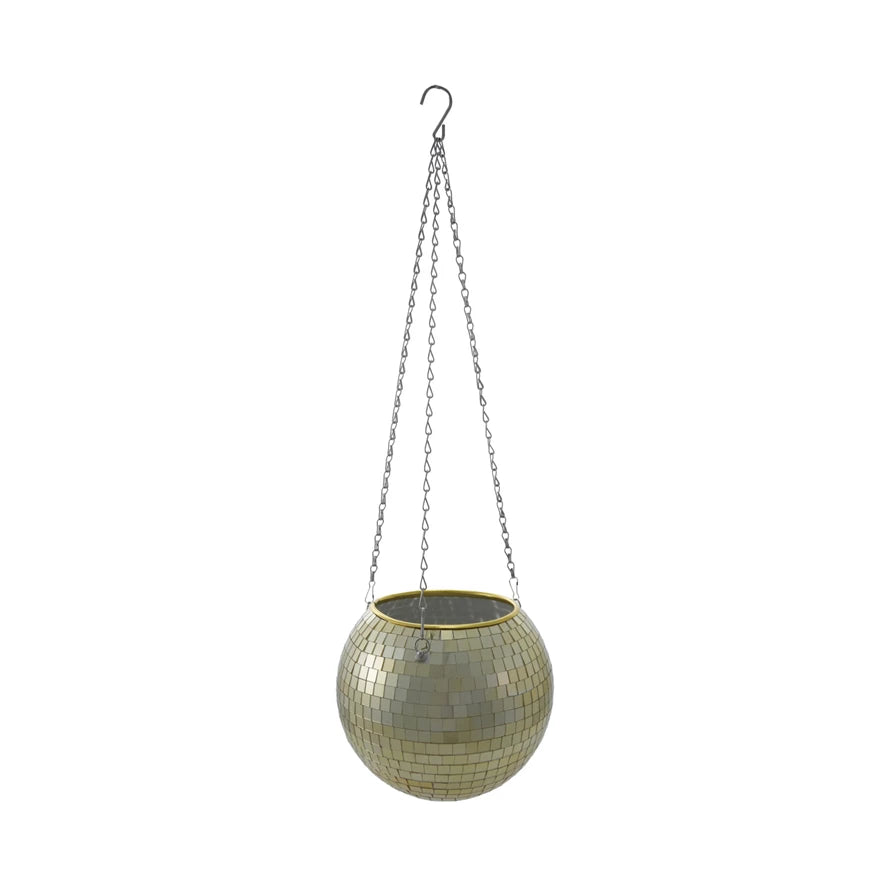 8" Silver Mosaic Ball Planter