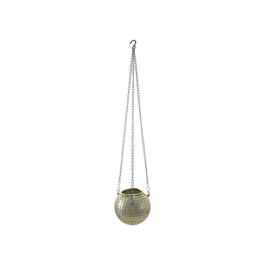4" Gold Mosaic Ball Planter