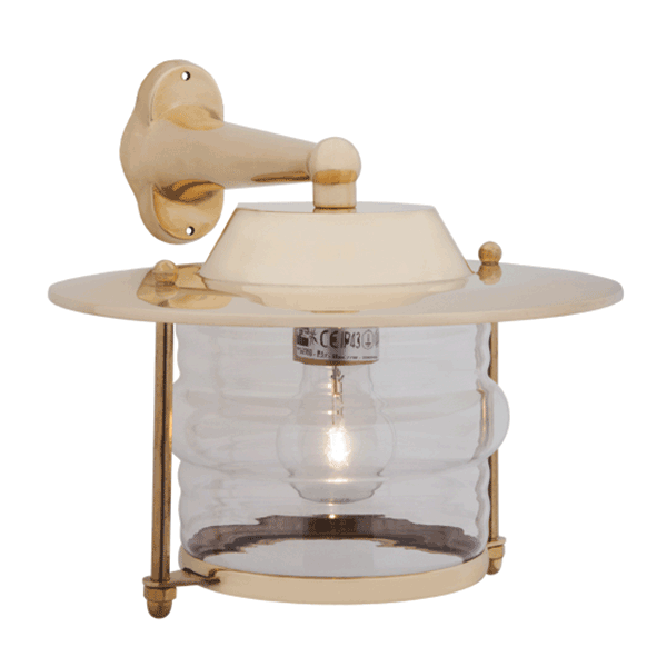 Brass Side Arm Wall Light w/ Hood