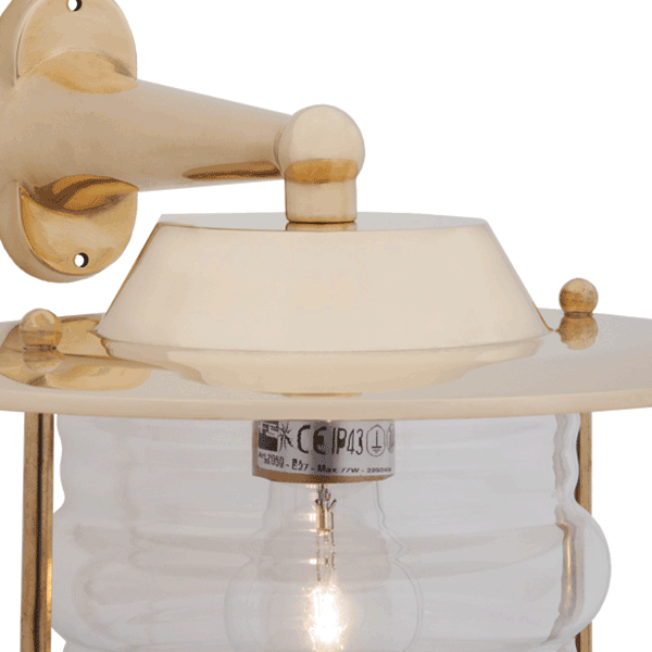 Brass Side Arm Wall Light w/ Hood