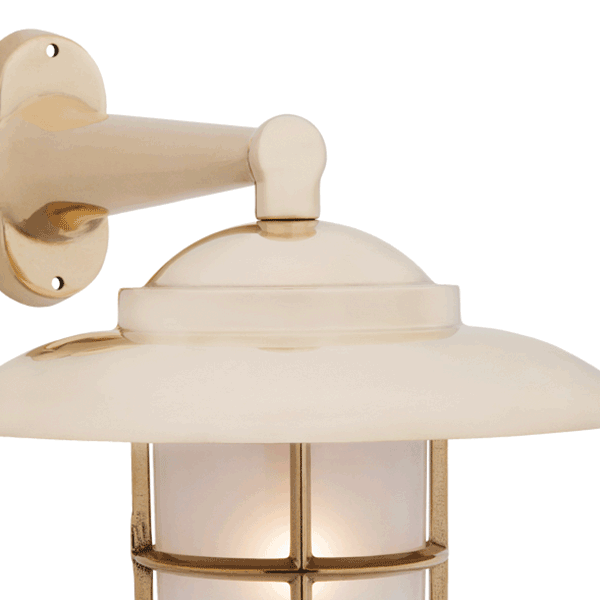 Brass Arm Wall Fixture w/ Hood & Grill