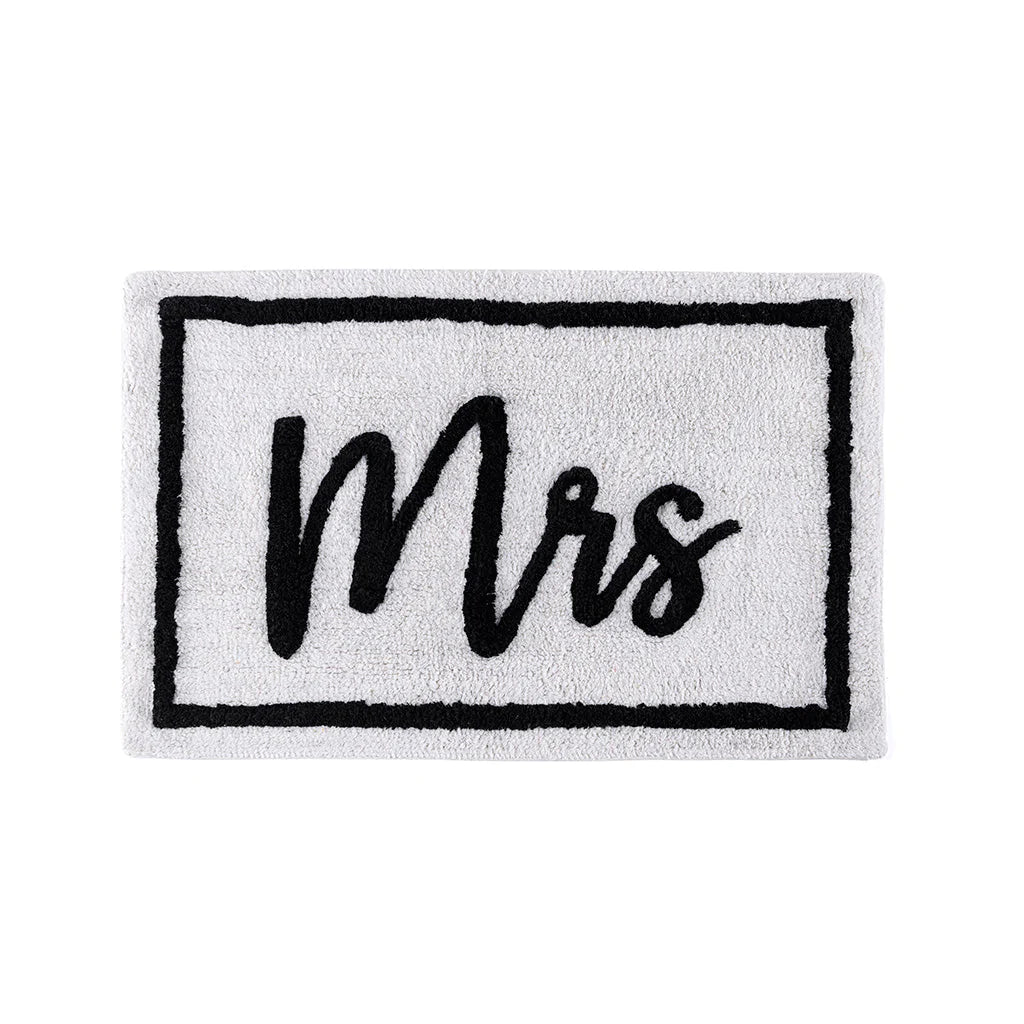 "Mrs" Bath Mat - White/Black