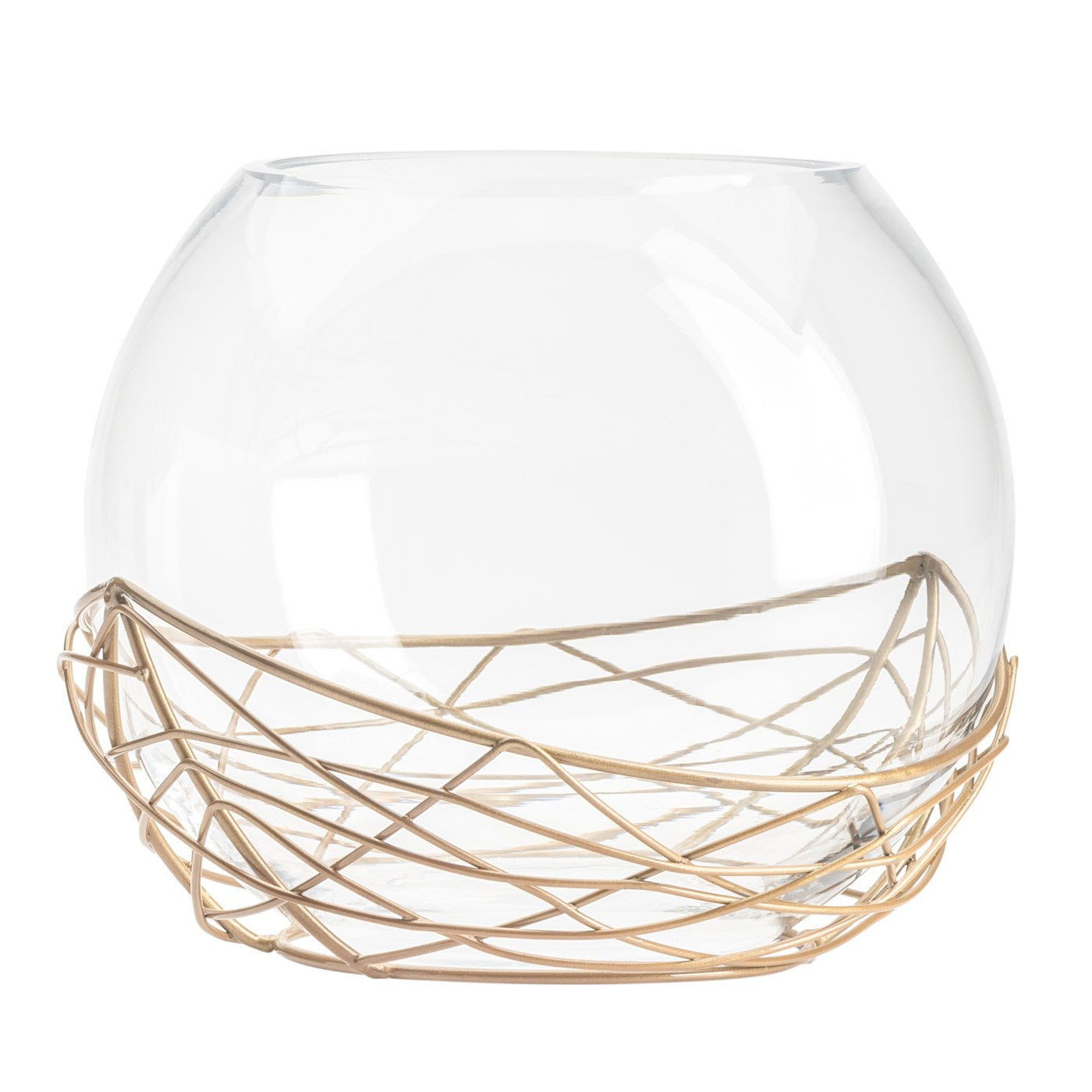 8" Wire Nest Glass Ball Vase