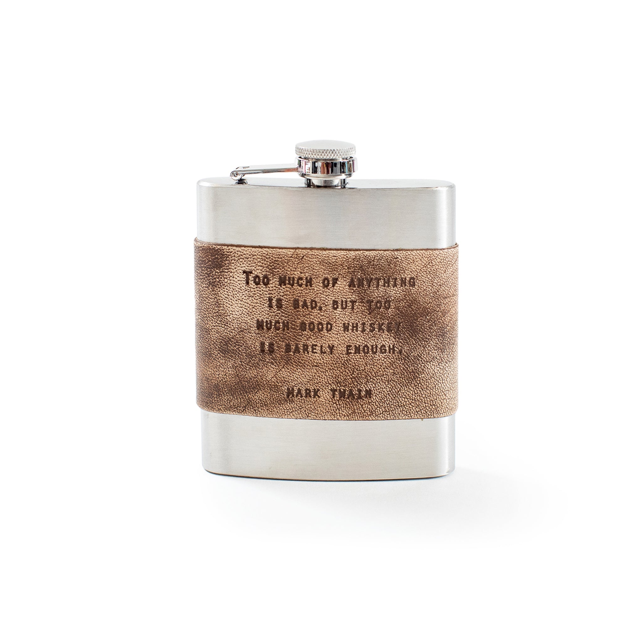Brown Leather Quote Flasks - 4" X 5"