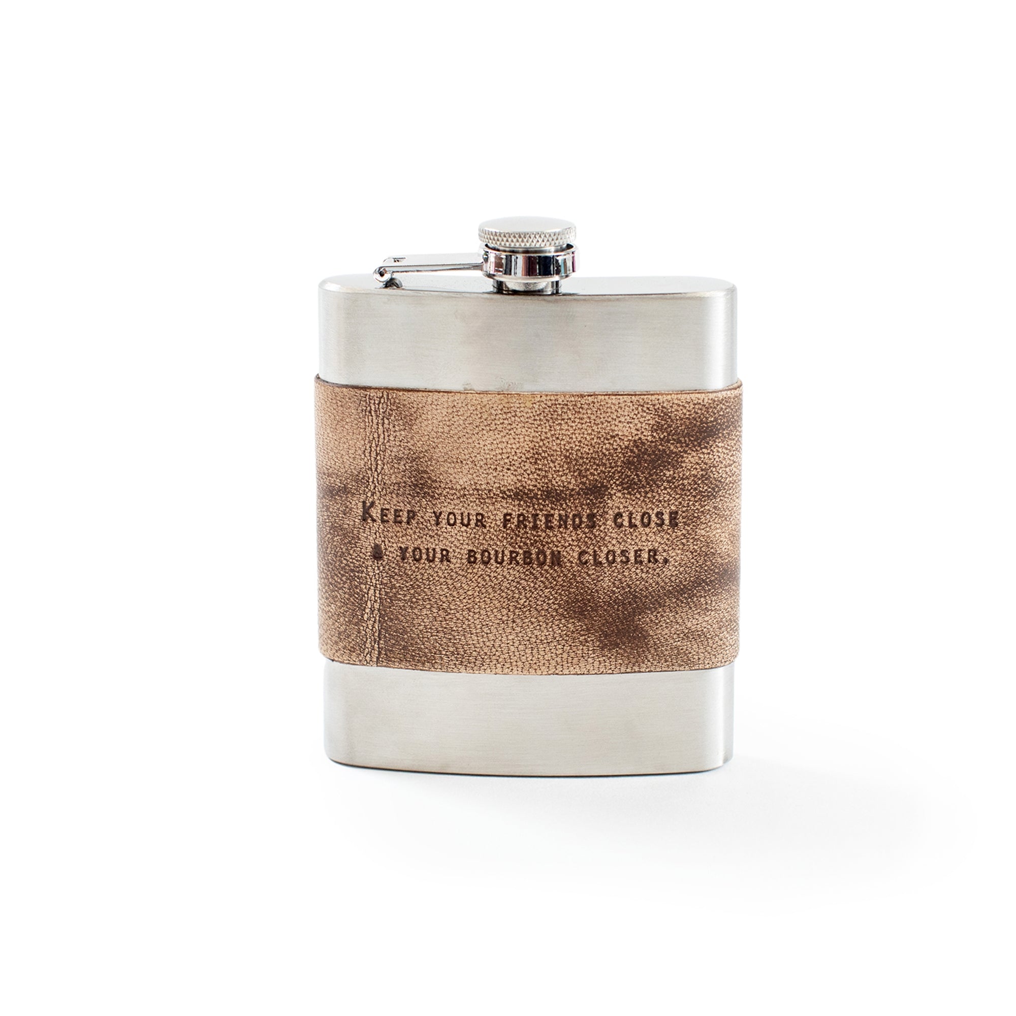 Brown Leather Quote Flasks - 4" X 5"