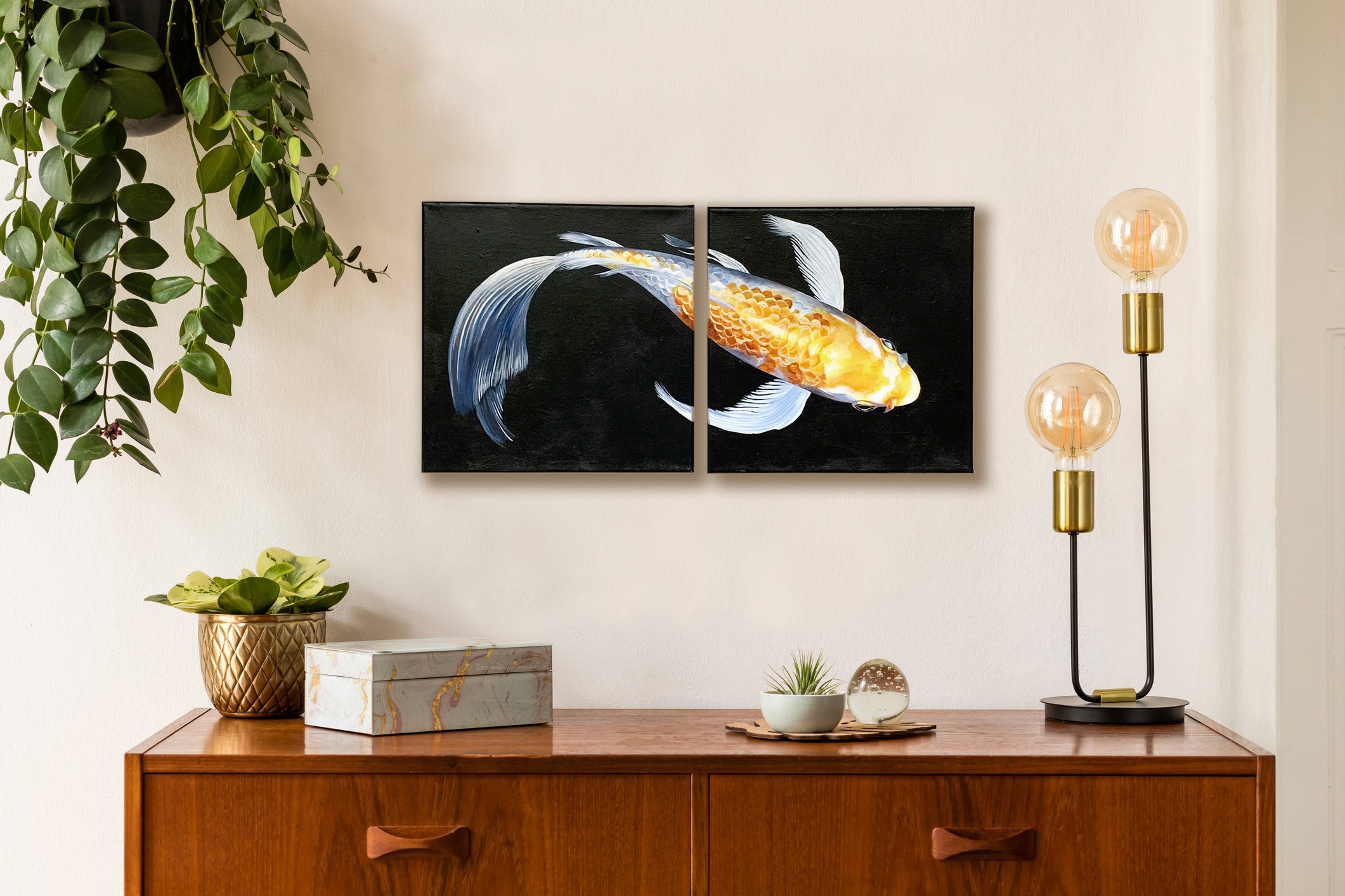 10"x10" Canvas - Golden Koi