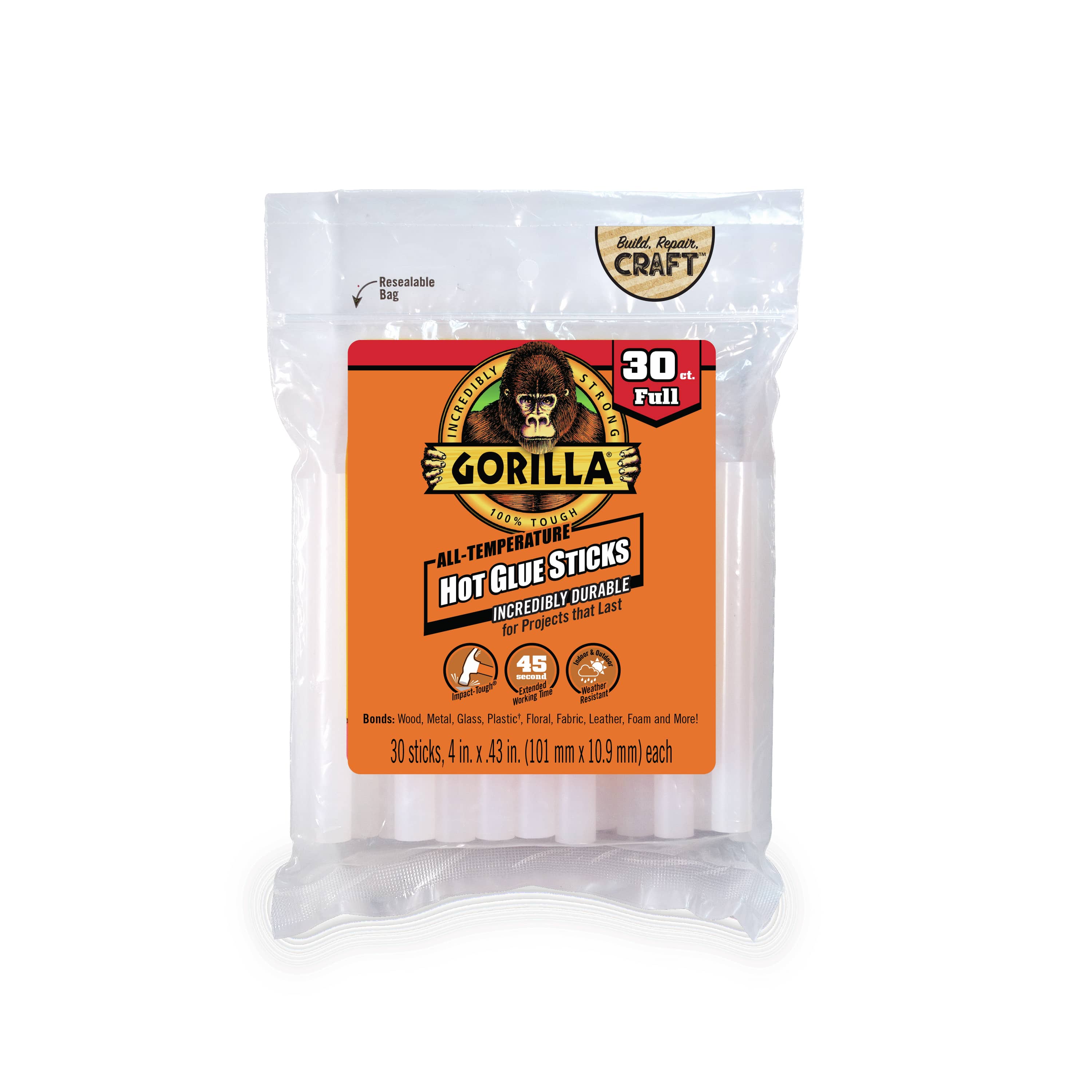 Gorilla Mini Hot Glue Sticks- 30pk