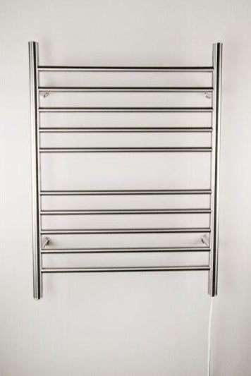 Heated Towel Warmer - Plug-In, Polished Stainless, Straight