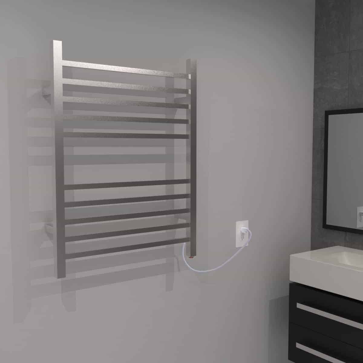 Heated Towel Warmer - Plug-In, Brushed Stainless, Square