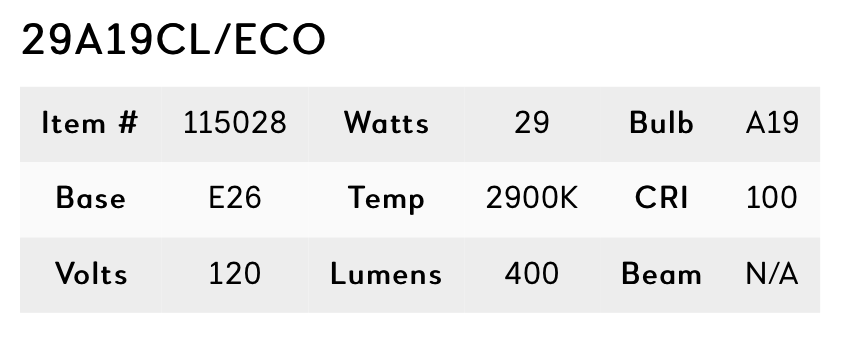 29W A19 EcoHalogen - Clear