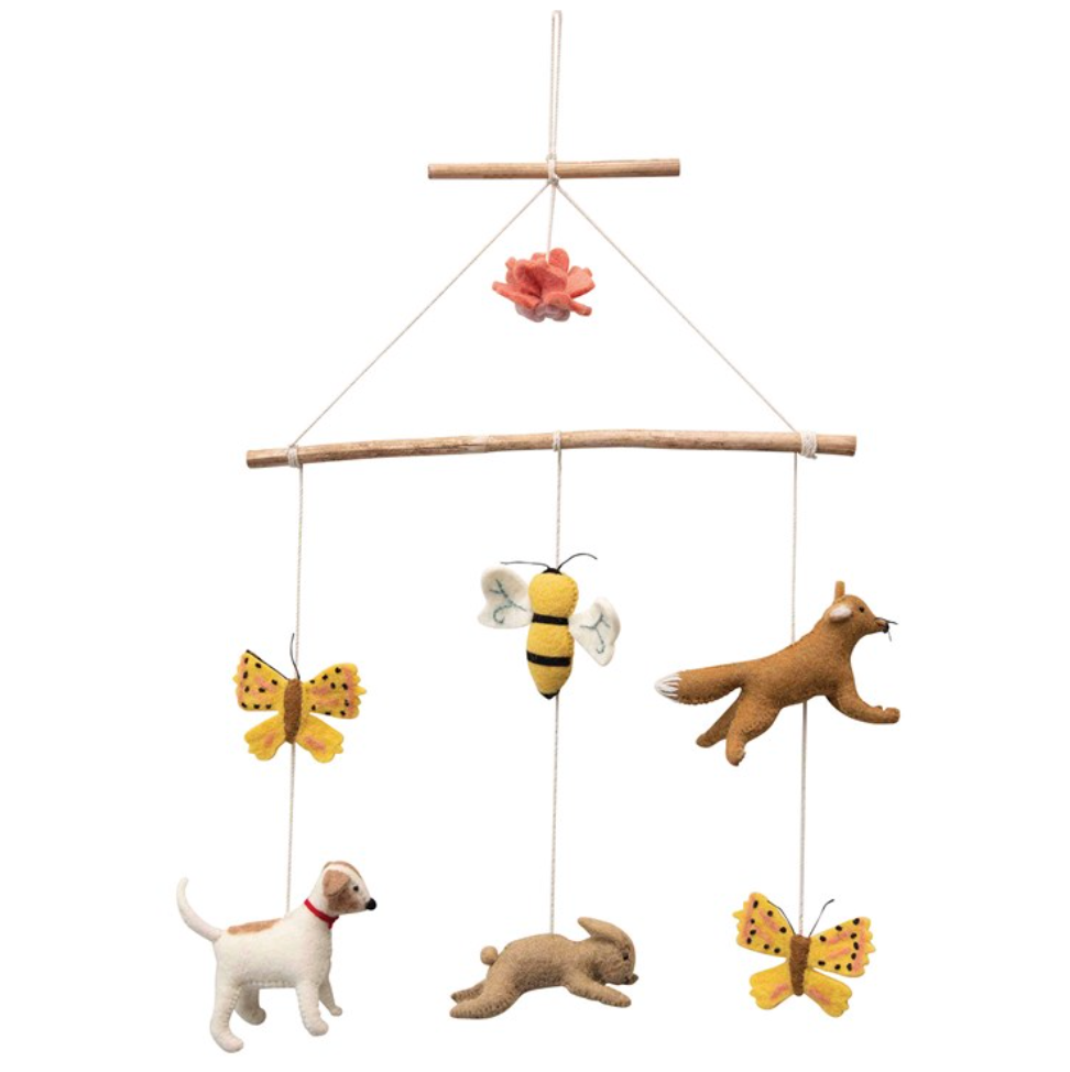 Wood & Wool Felt Animal Mobile