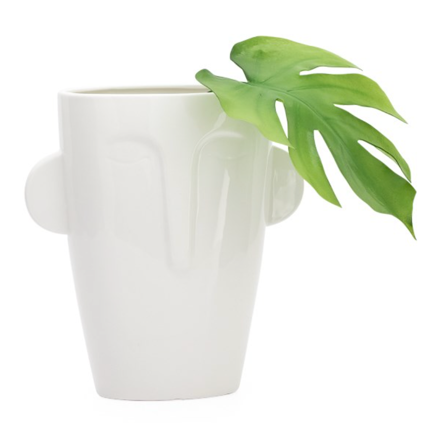 9.5" Mask Face Ceramic Vase
