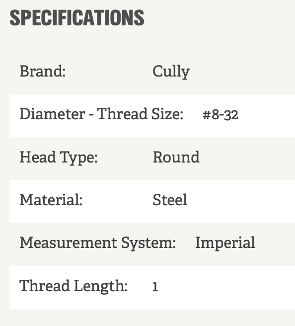 Screw 1" x 8/32"