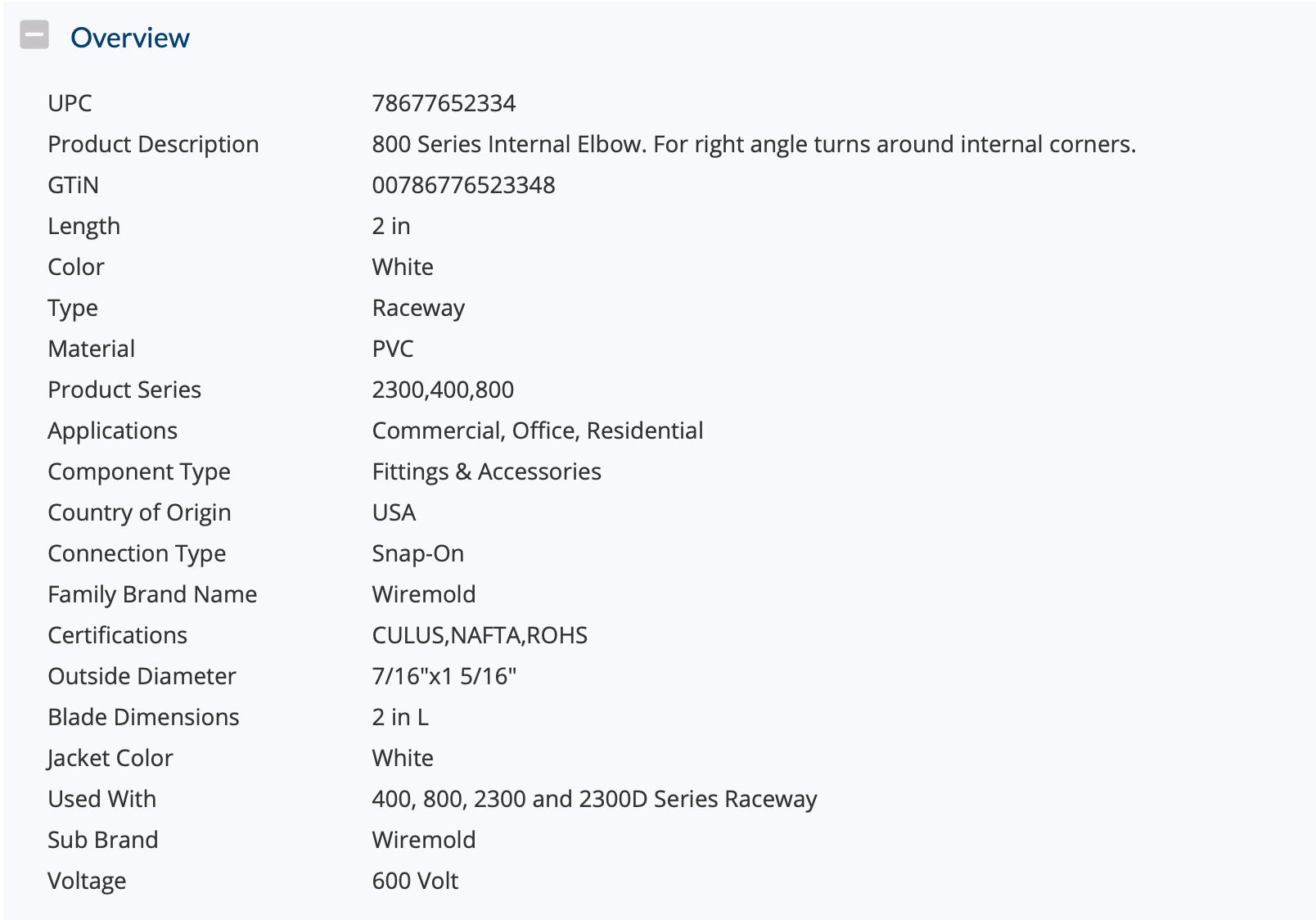 Raceway Elbow Internal - 817WH