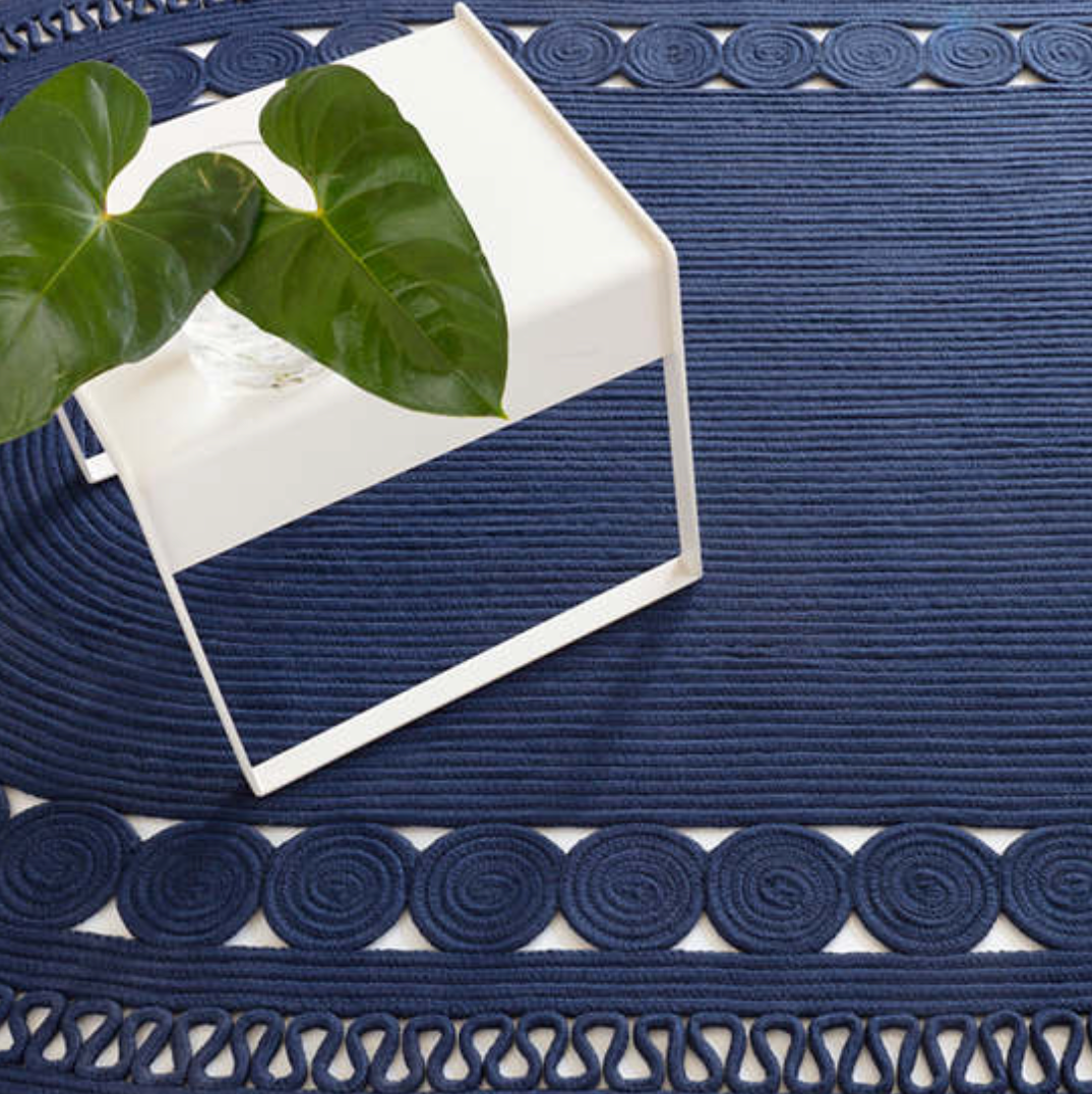Navy Reef Oval Indoor/Outdoor Rug