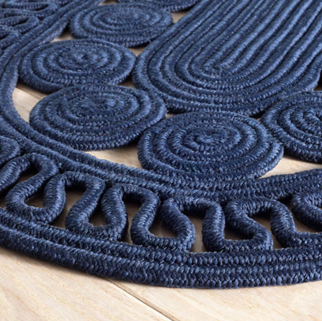 Navy Reef Oval Indoor/Outdoor Rug
