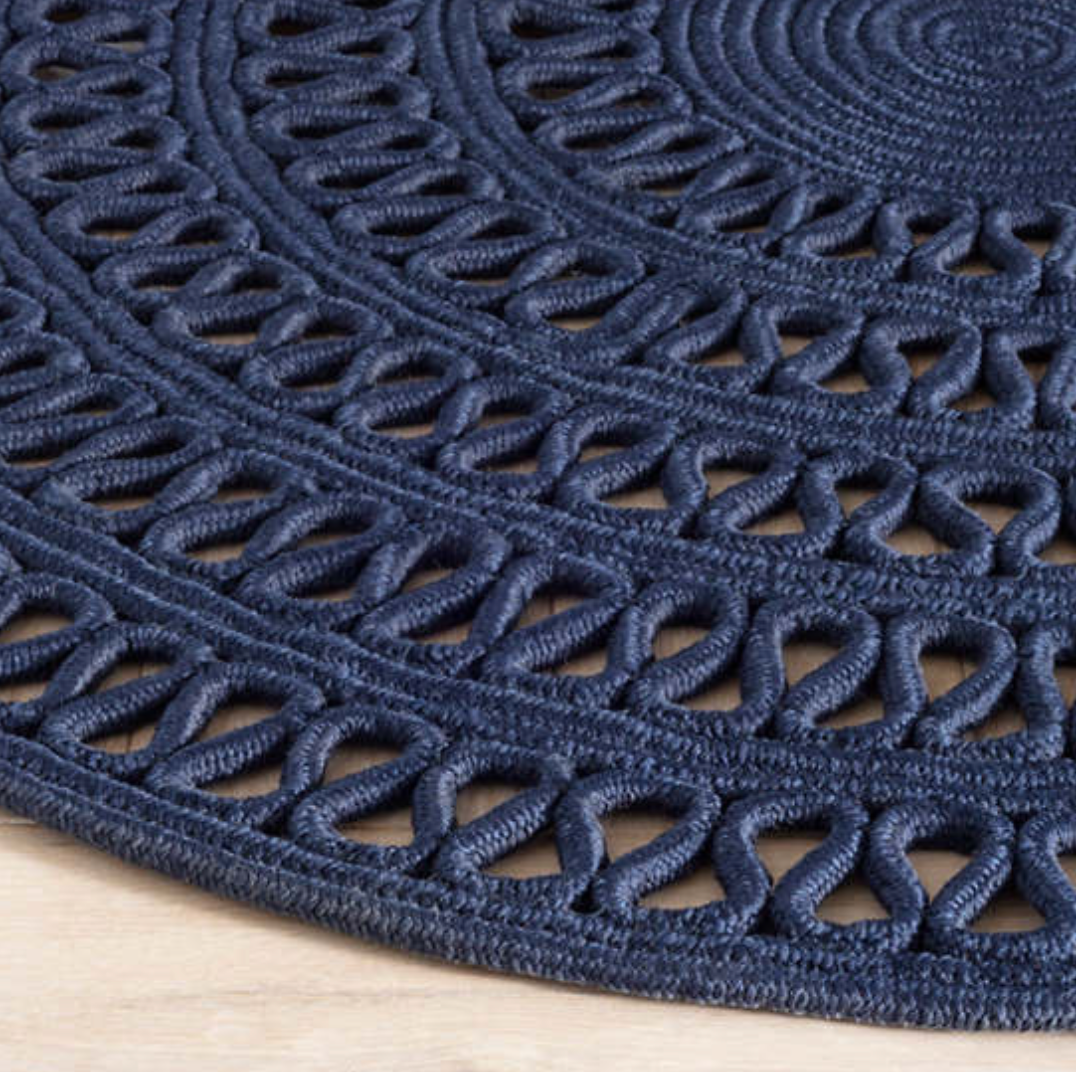 Bowline Navy Round Rug