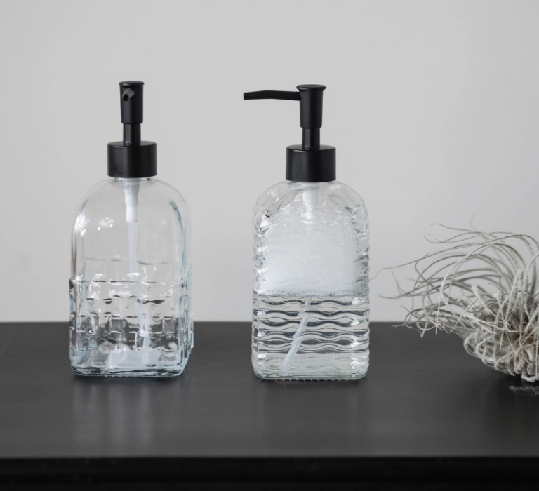 Embossed Glass Soap Dispenser