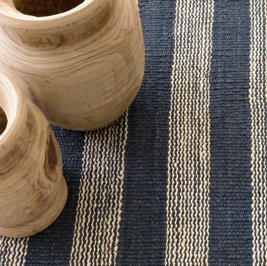 Denim Ticking Jute Rug