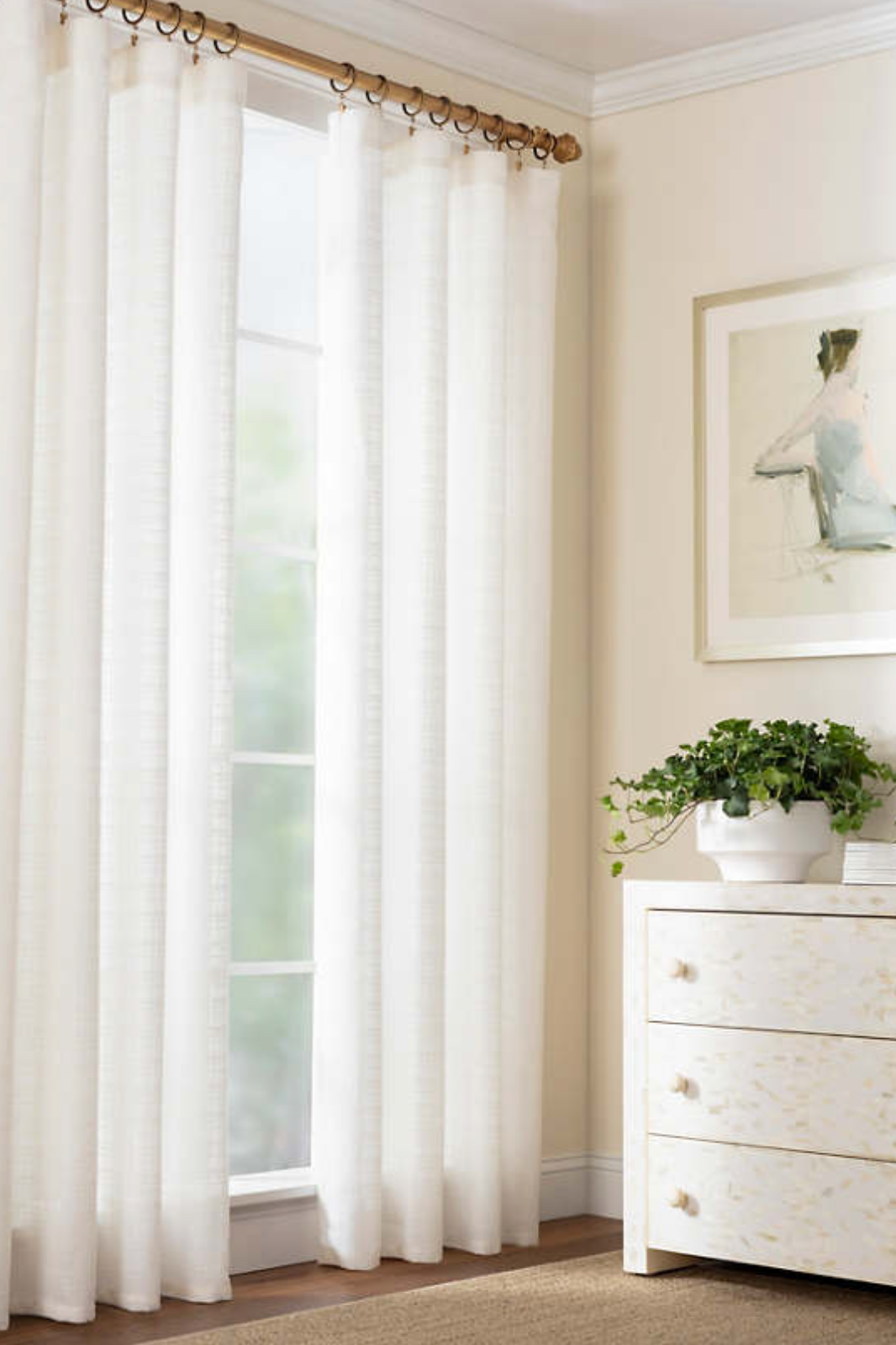 Textured Sheer White Curtain