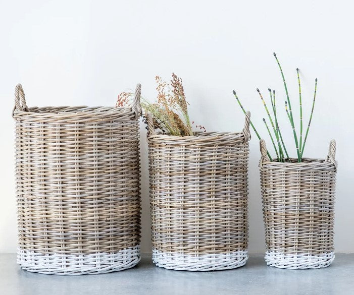 Rattan Basket - White Bottom