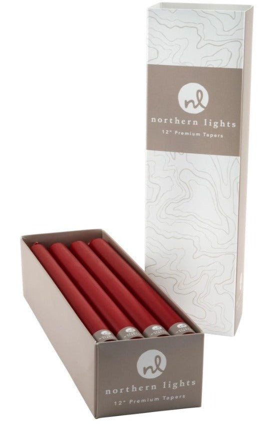 12" Crimson Taper Candle