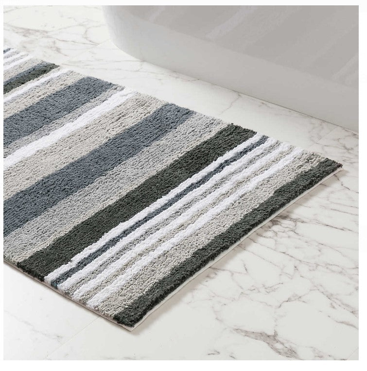 Strata Stripe Grey Bath Rug