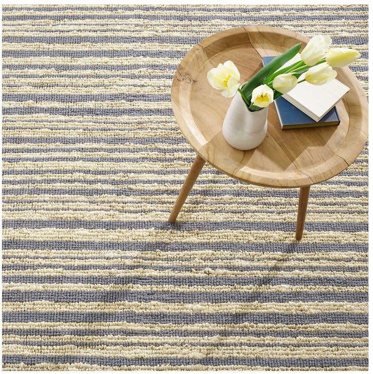 Calder Stripe Pewter Blue Woven Jute Rug