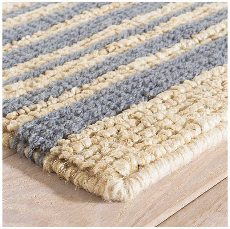 Calder Stripe Pewter Blue Woven Jute Rug