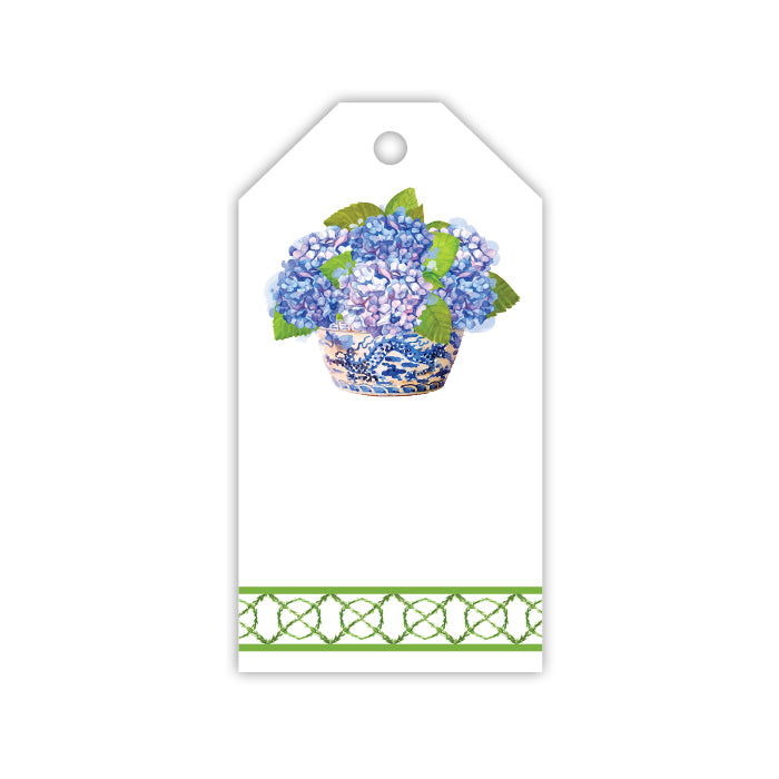 Blue Hydrangeas in Basket Tag