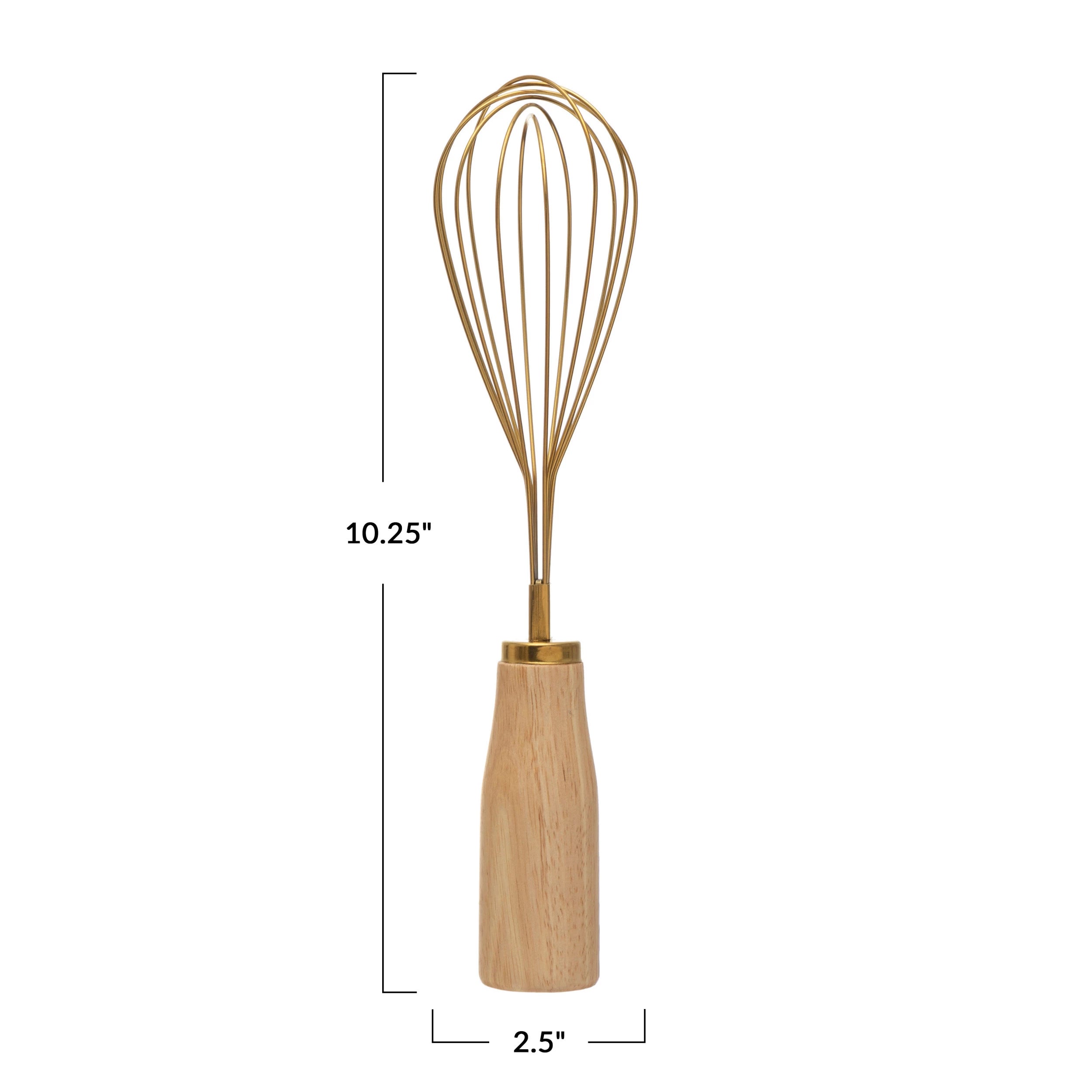 Whisk w/ Wood Handle - Gold