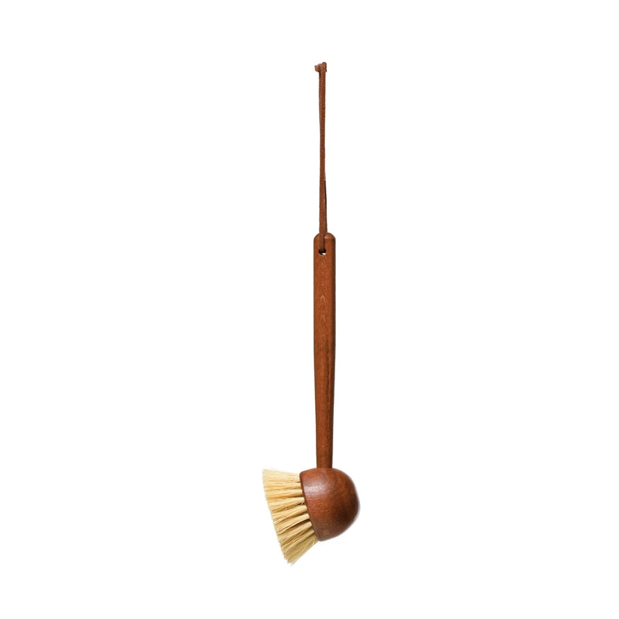 Beech Wood Brush w/Leather Tie