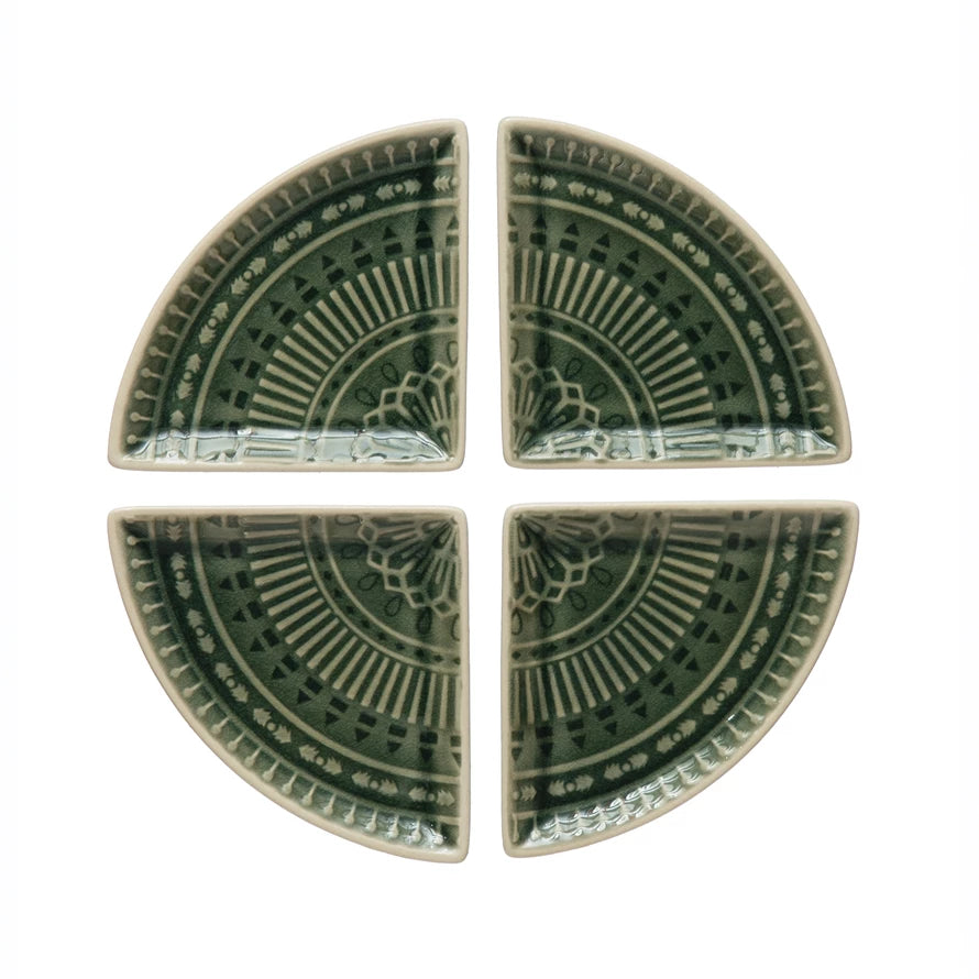 4" Debossed Dishes - Green