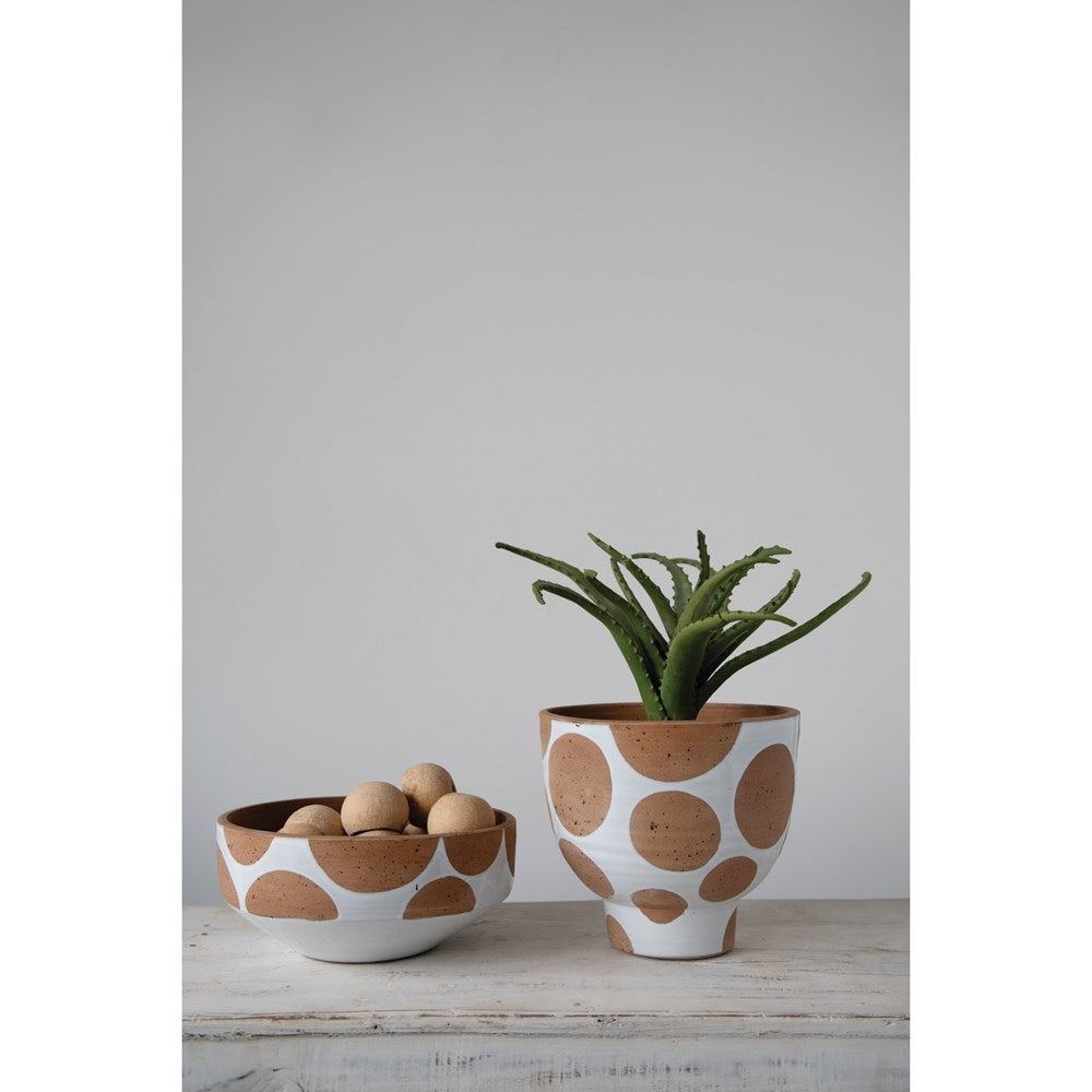 Round Terra Cotta Pot w/ Dots