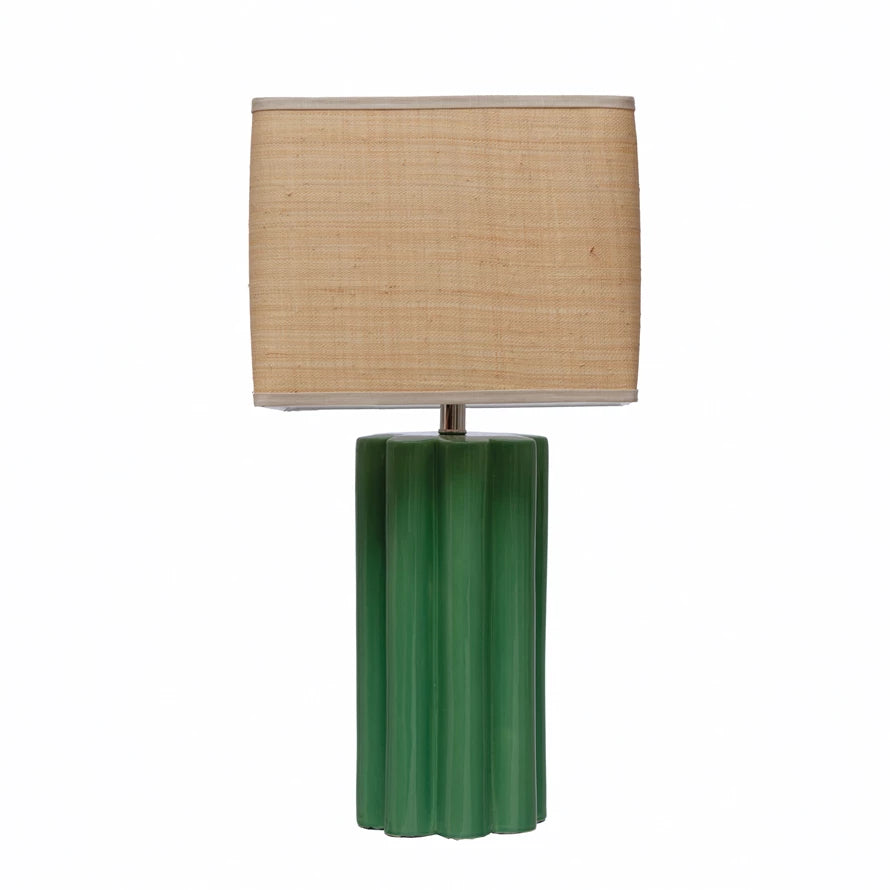 Green Fluted Table Lamp