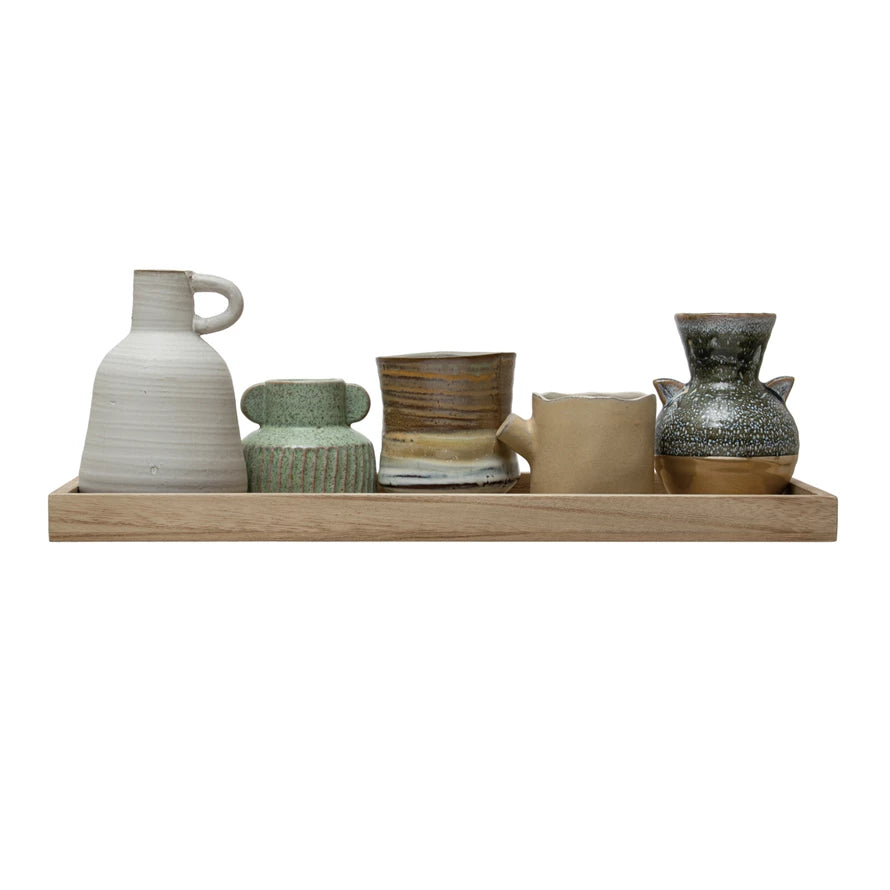 Wood Tray - 3 Vases & Planters