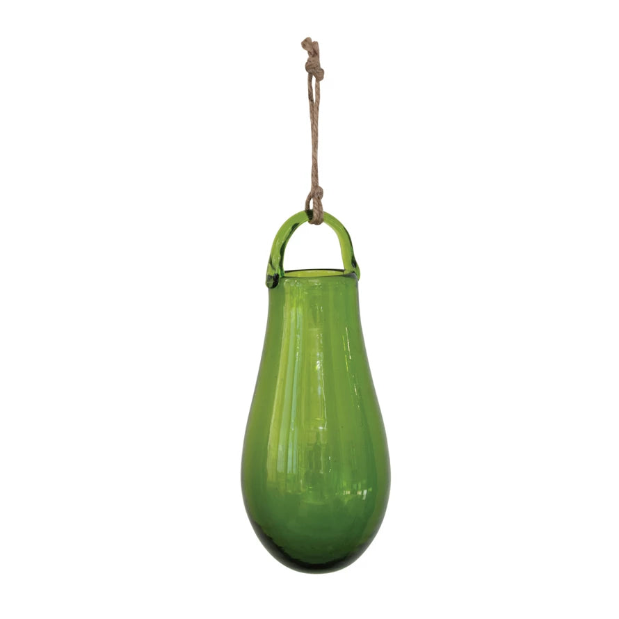 8.25" Hanging Glass Vase - Grn