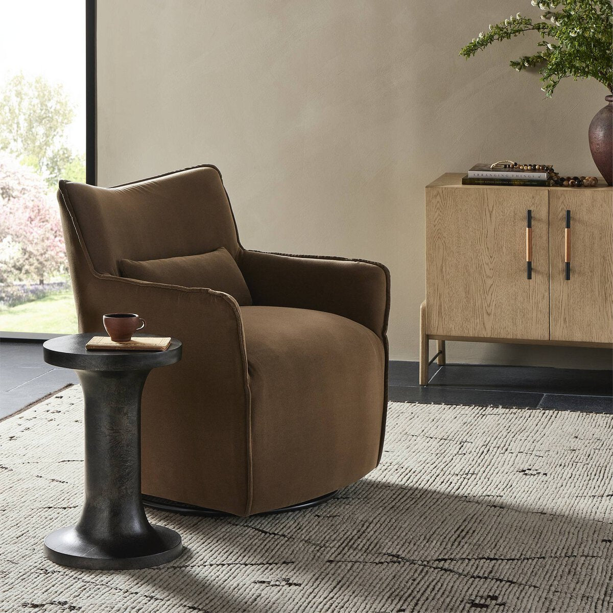 Kimble Swivel Chair - Coffee