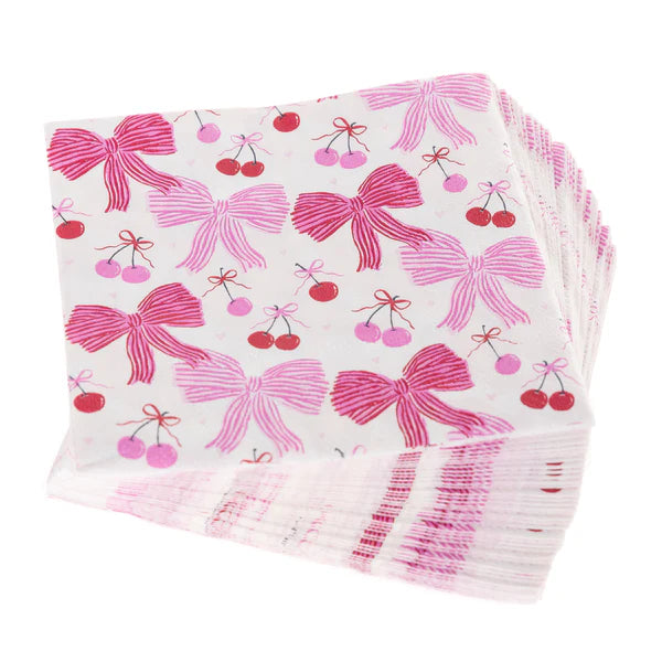 Pink Bows & Cherries Napkins