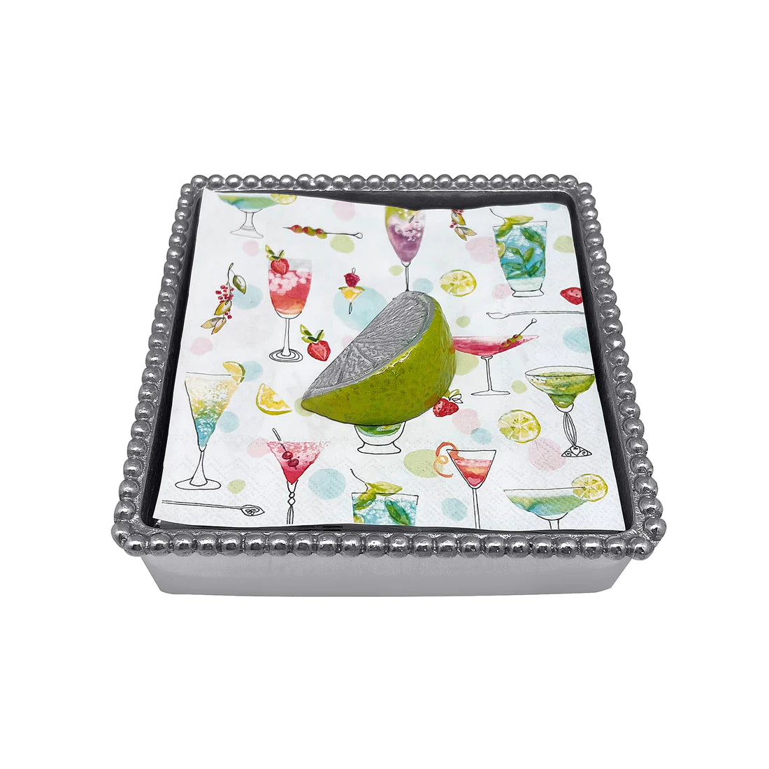 Green Lime Beaded Napkin Box